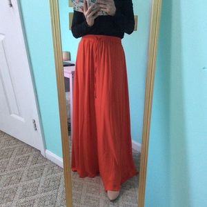 Long flowy modest orange maxi skirt